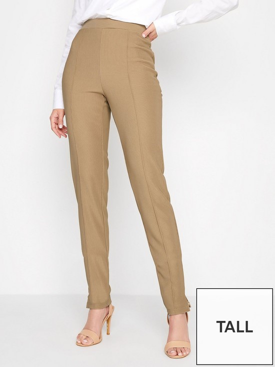 front image of long-tall-sally-ribbed-slim-leg-trousers-camel