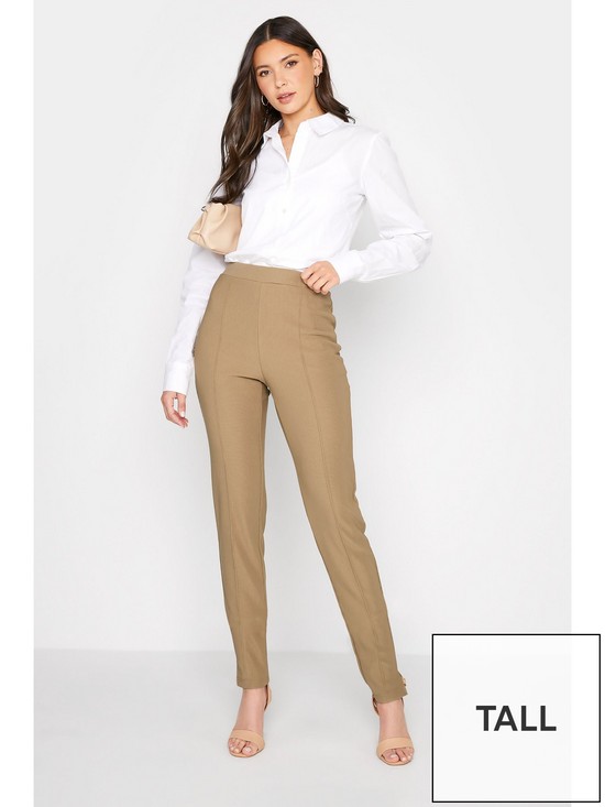 back image of long-tall-sally-ribbed-slim-leg-trousers-camel
