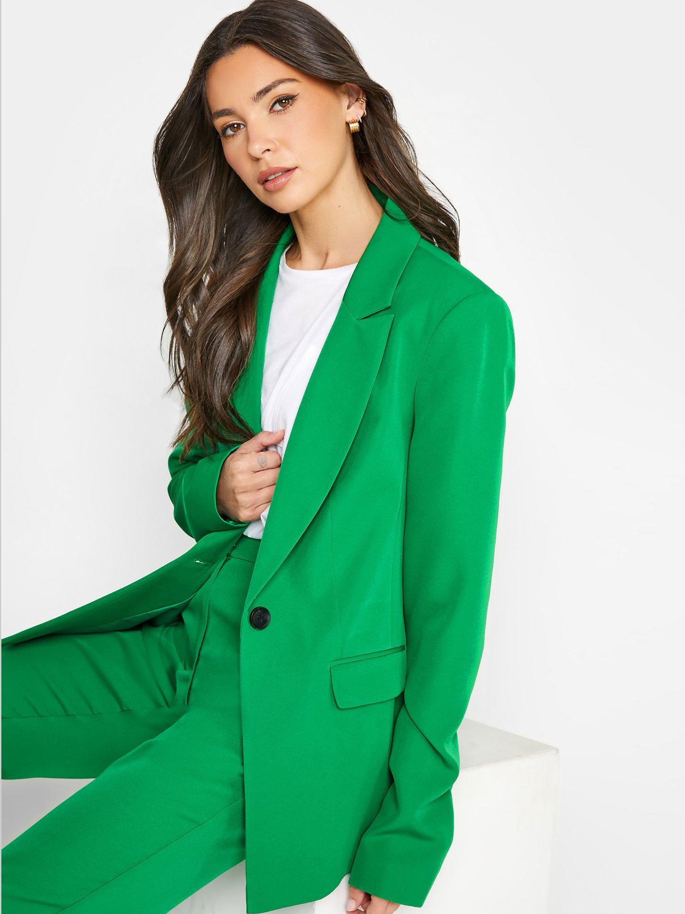 Long Tall Sally Scuba Crepe Blazer - Green | Very.co.uk