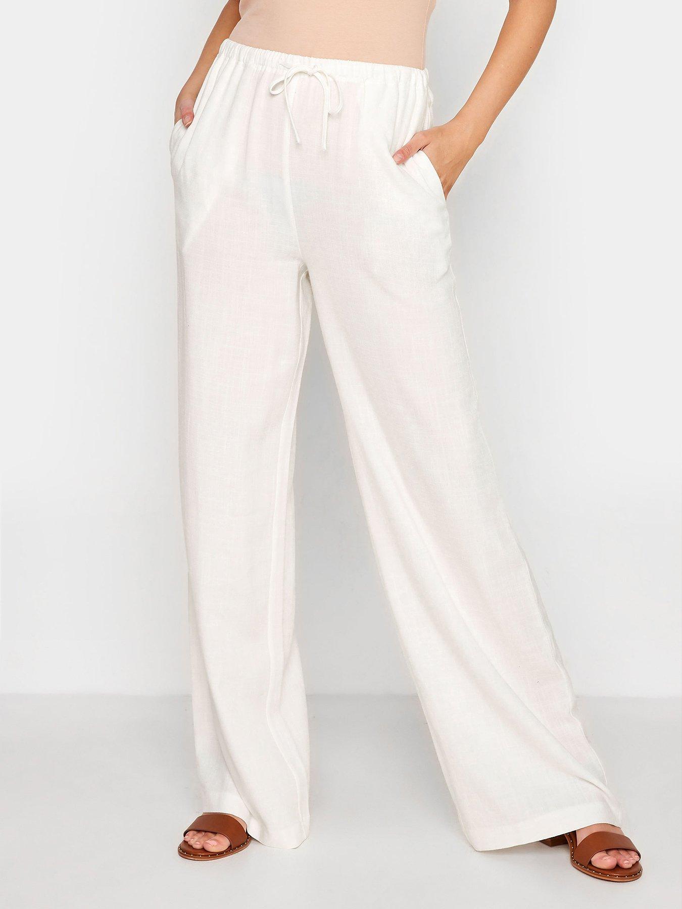 tall white wide leg trousers