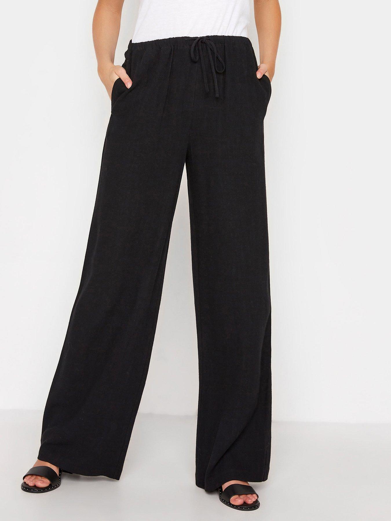 Long Tall Sally Linen Blend Wide Leg Trouser Black Very
