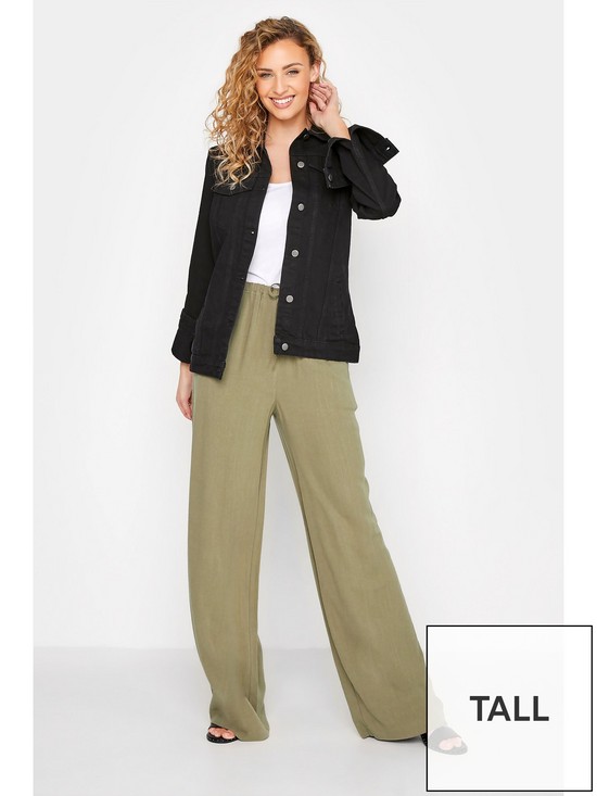 back image of long-tall-sally-linen-blend-wide-legnbsptrousers-khaki-green