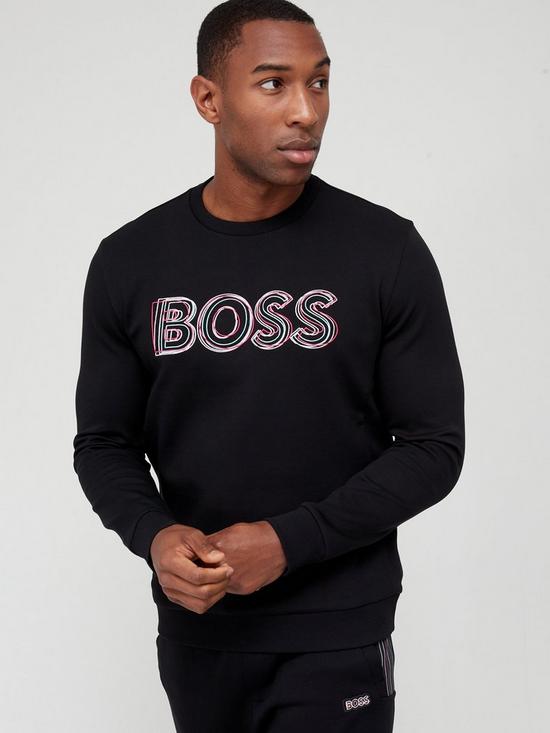front image of boss-salbo-1-logo-sweatshirt-black