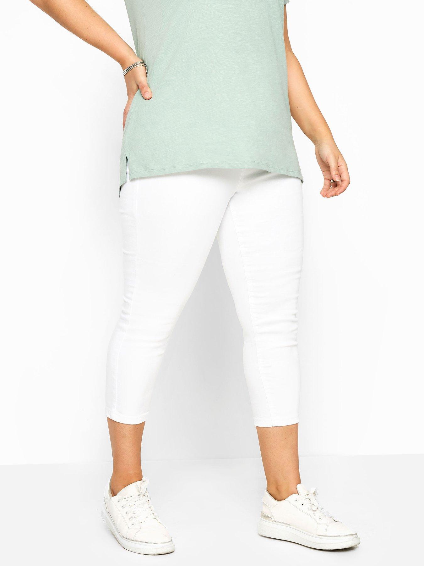 Yours Crop Jenny Jeggings, White, Size 16, Women