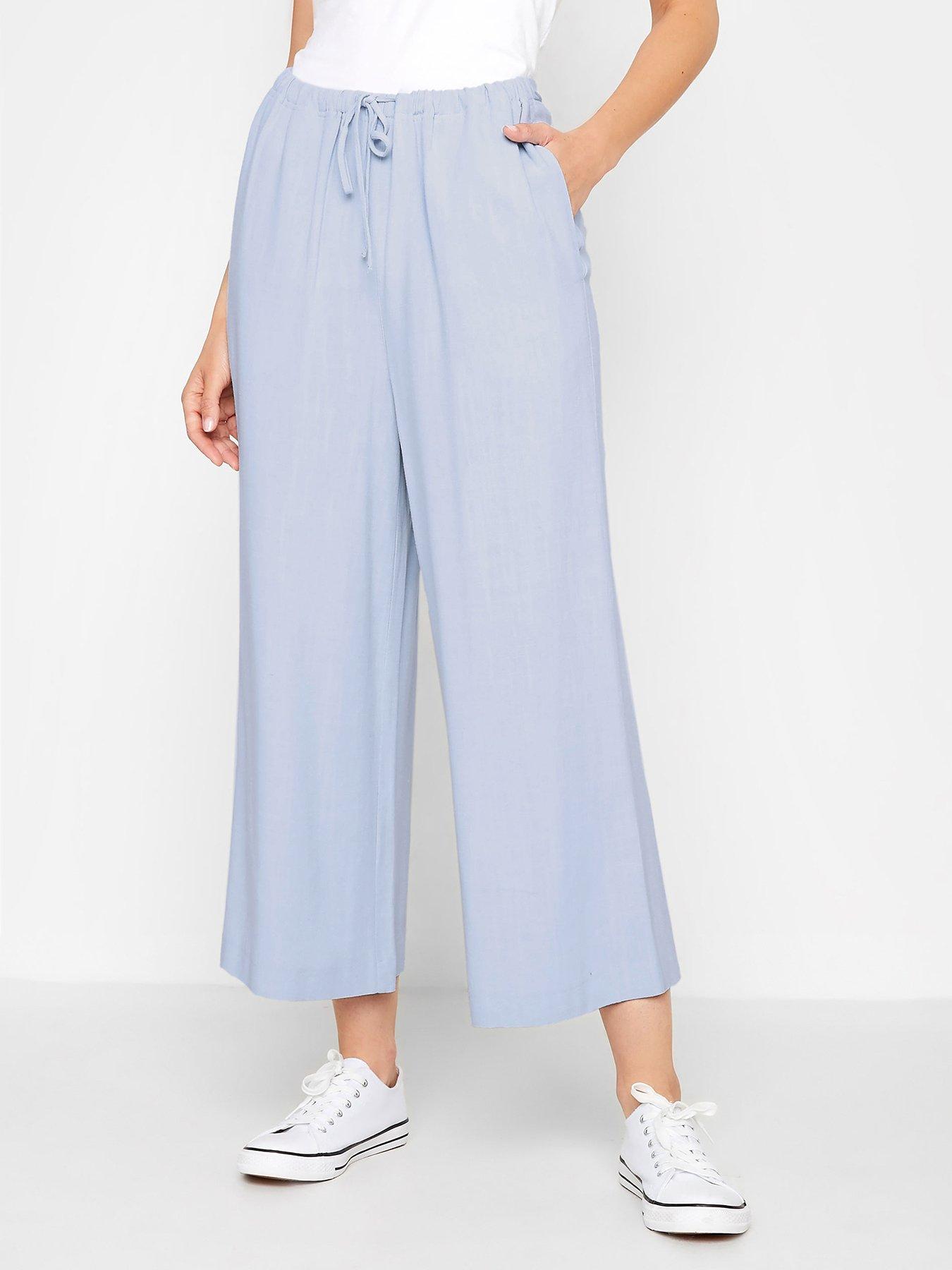 Linen blend hot sale cropped trousers