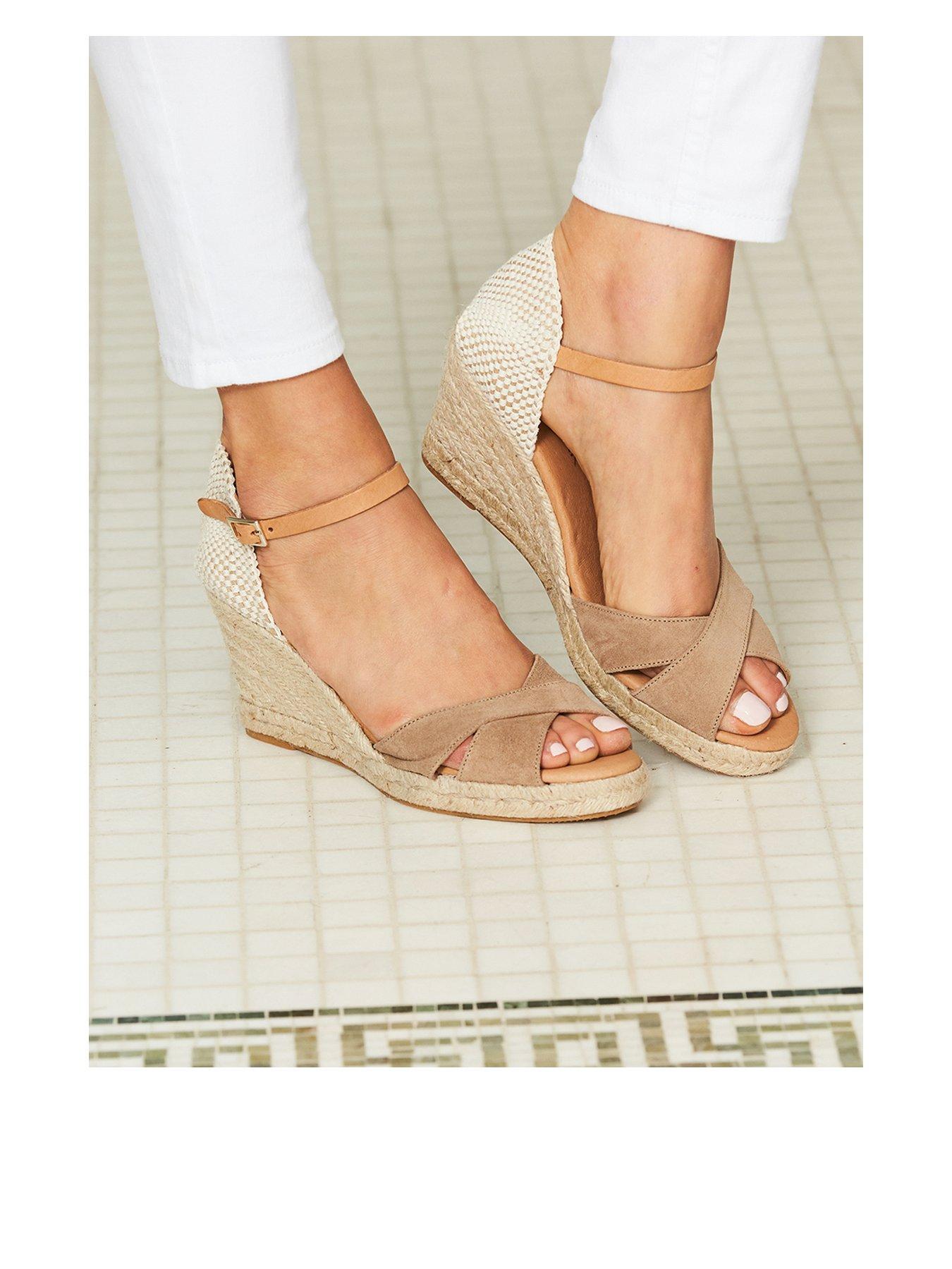 Sosandar Piper Tan Suede Ankle Strap Mid Wedge Espadrille very.co.uk