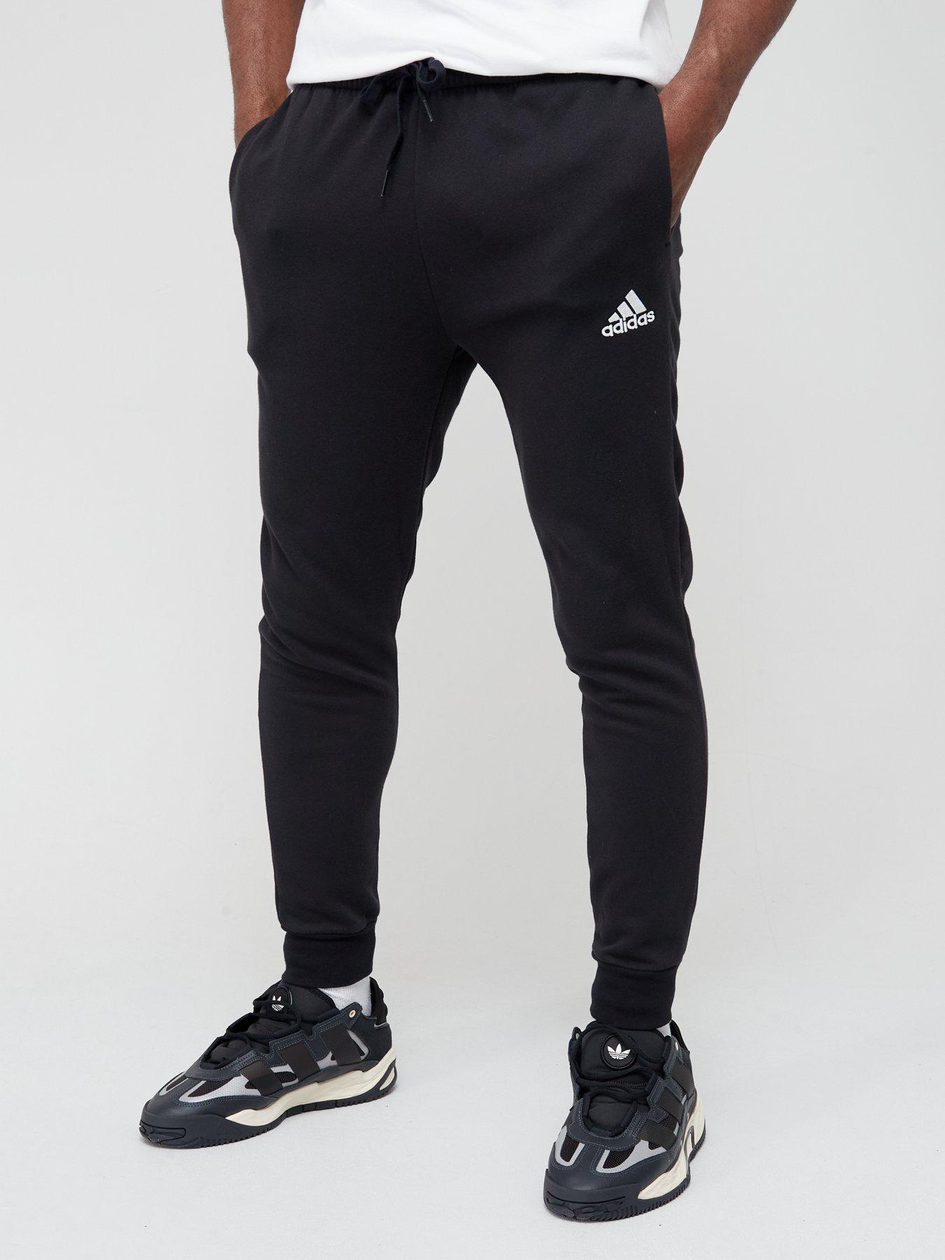 adidas Sportswear Essentials Fleece Regular Tapered Joggers - Black/White