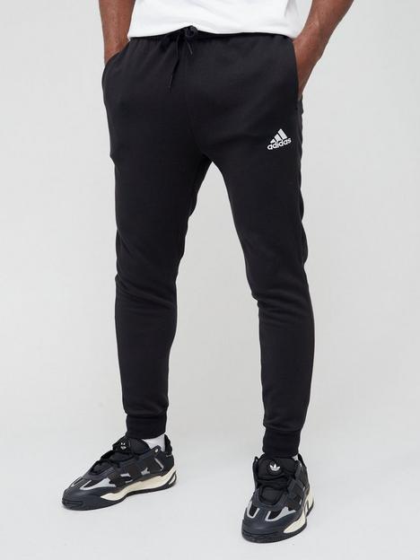 adidas-sportswear-essentials-fleece-regular-tapered-joggers-blackwhite