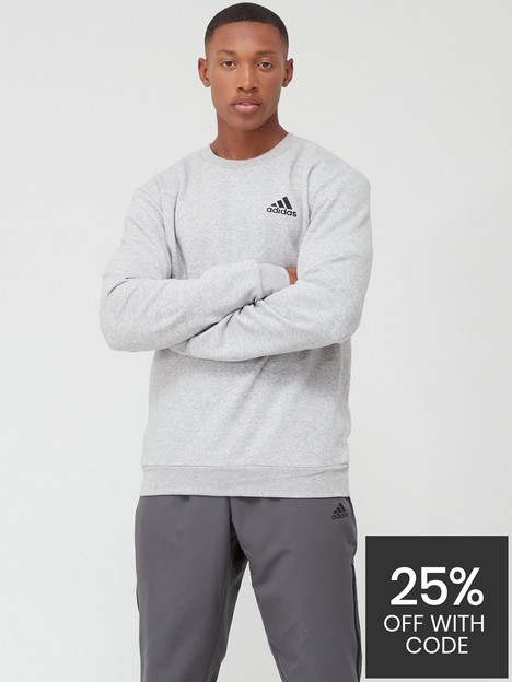 adidas-sportswear-essentials-fleece-sweatshirt-greyblack