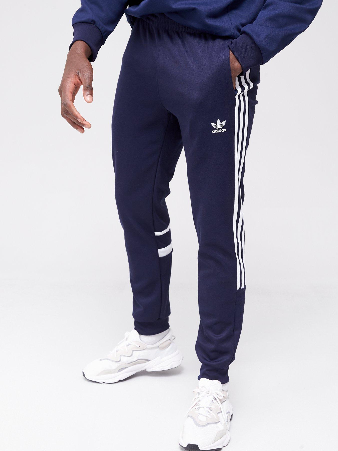 adidas Originals adicolor Challenger three stripe slim fit sweatpants in  black