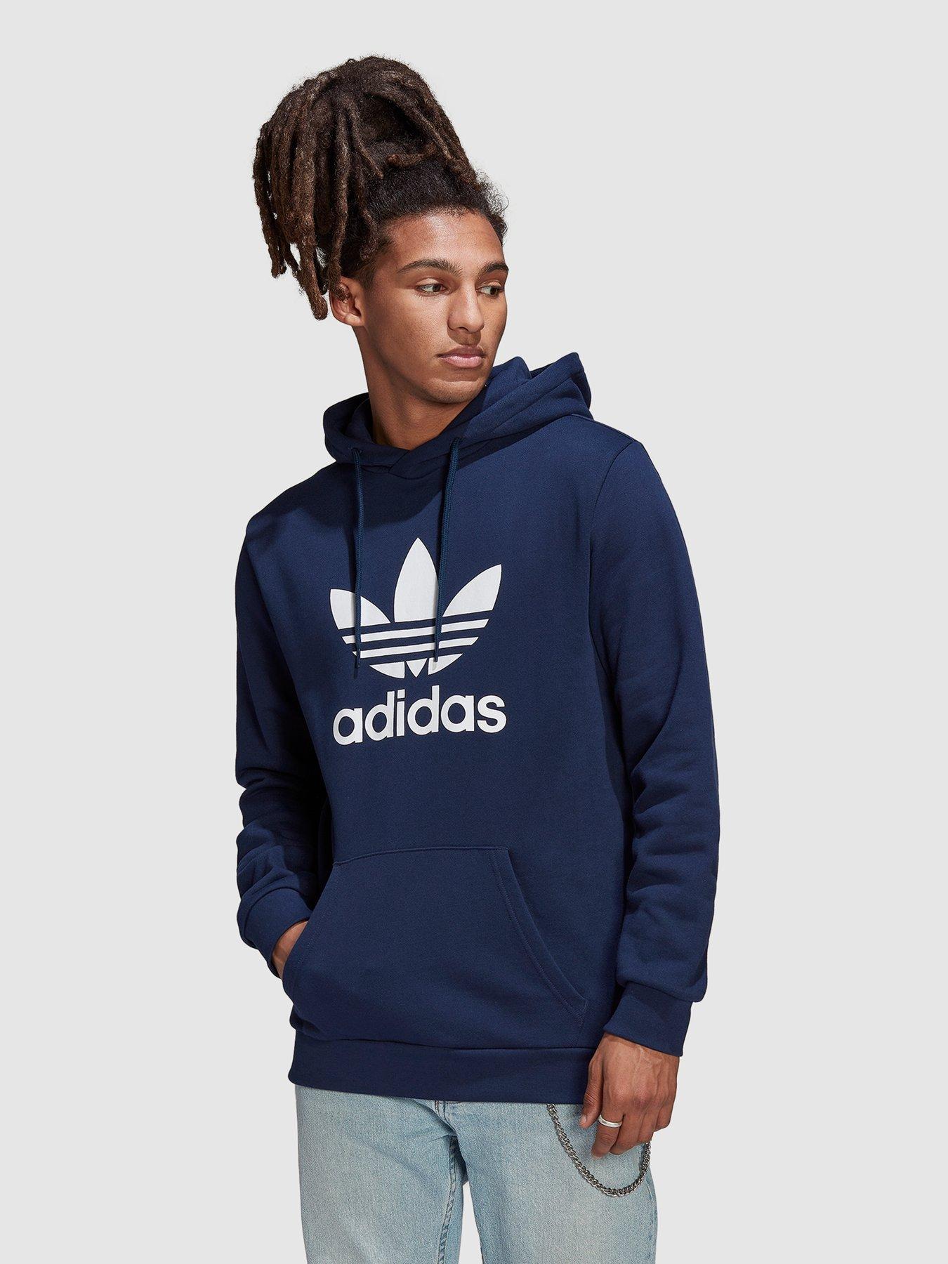 Gangster Wakker worden Aankoop adidas Originals Trefoil Hoodie - Indigo | very.co.uk