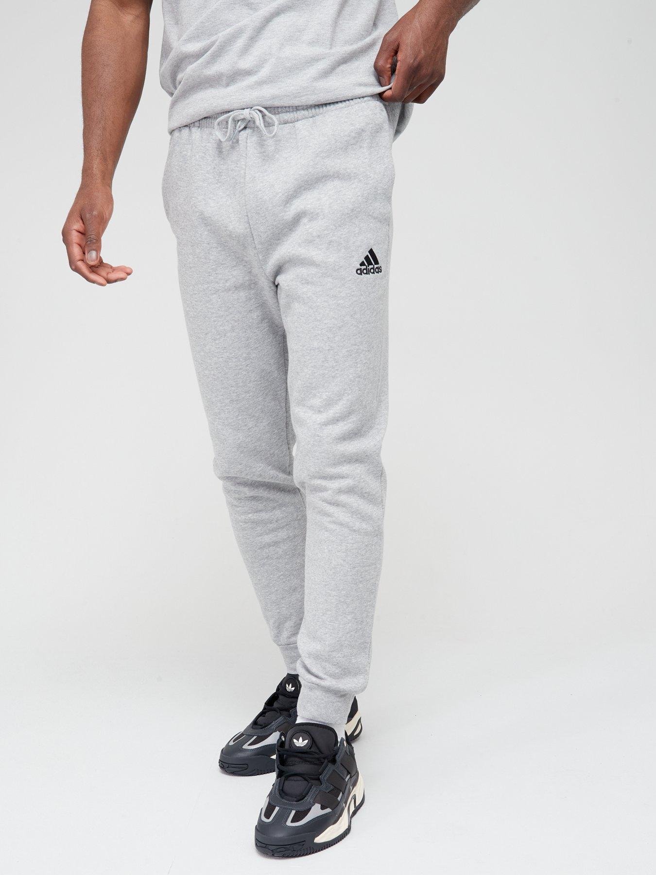 adidas Sportswear Essentials Fleece Regular Tapered Joggers Grey Black