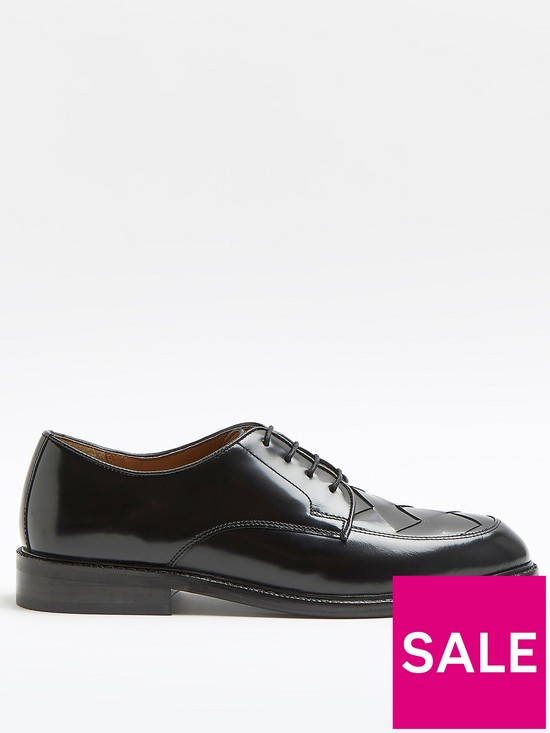front image of river-island-woven-vamp-derby-shoe