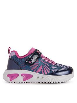 Geox J Assister Light Up Trainer, Navy/Pink, Size 12.5 Younger