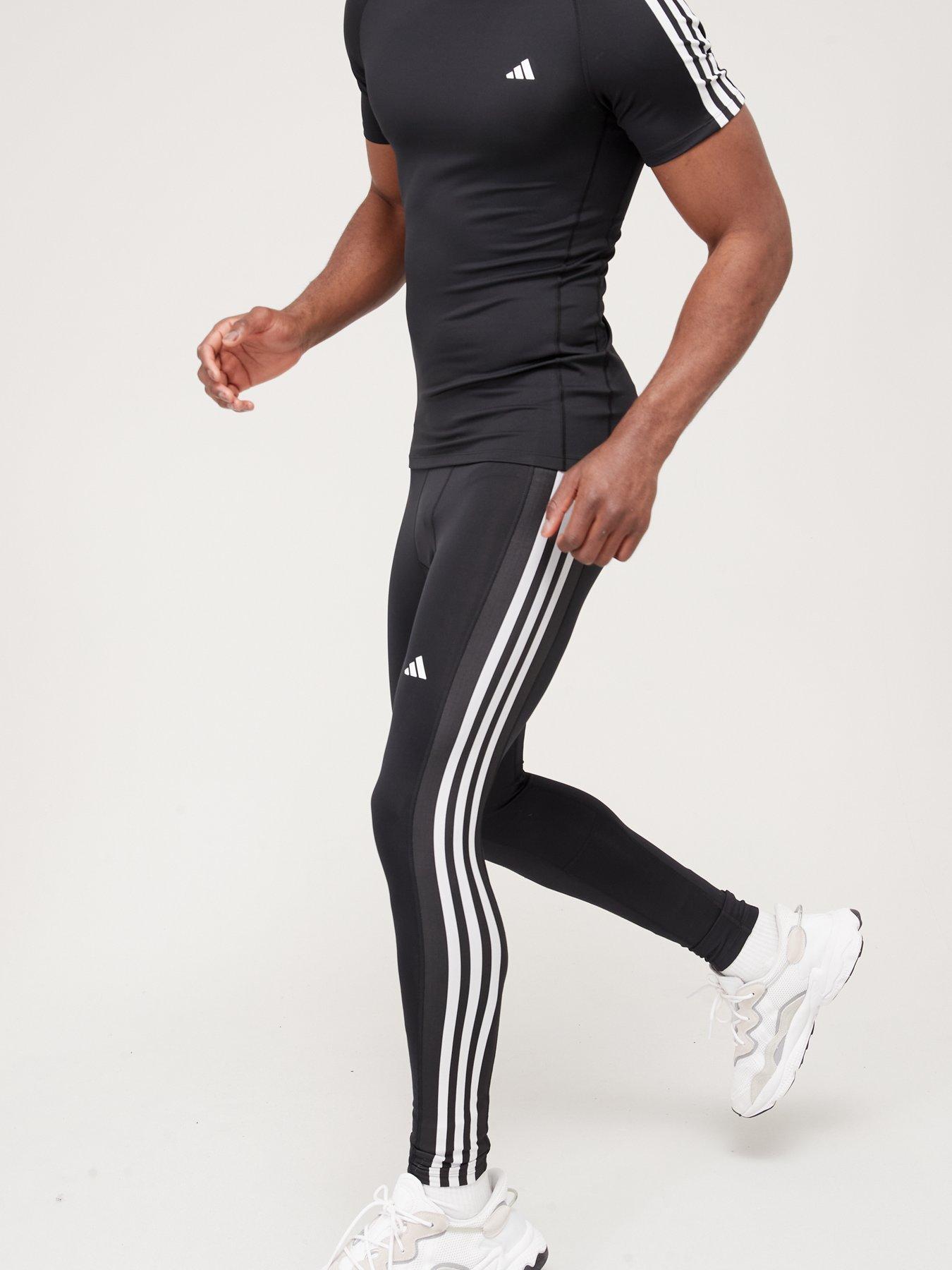 adidas Training Techfit 3 stripe leggings in black