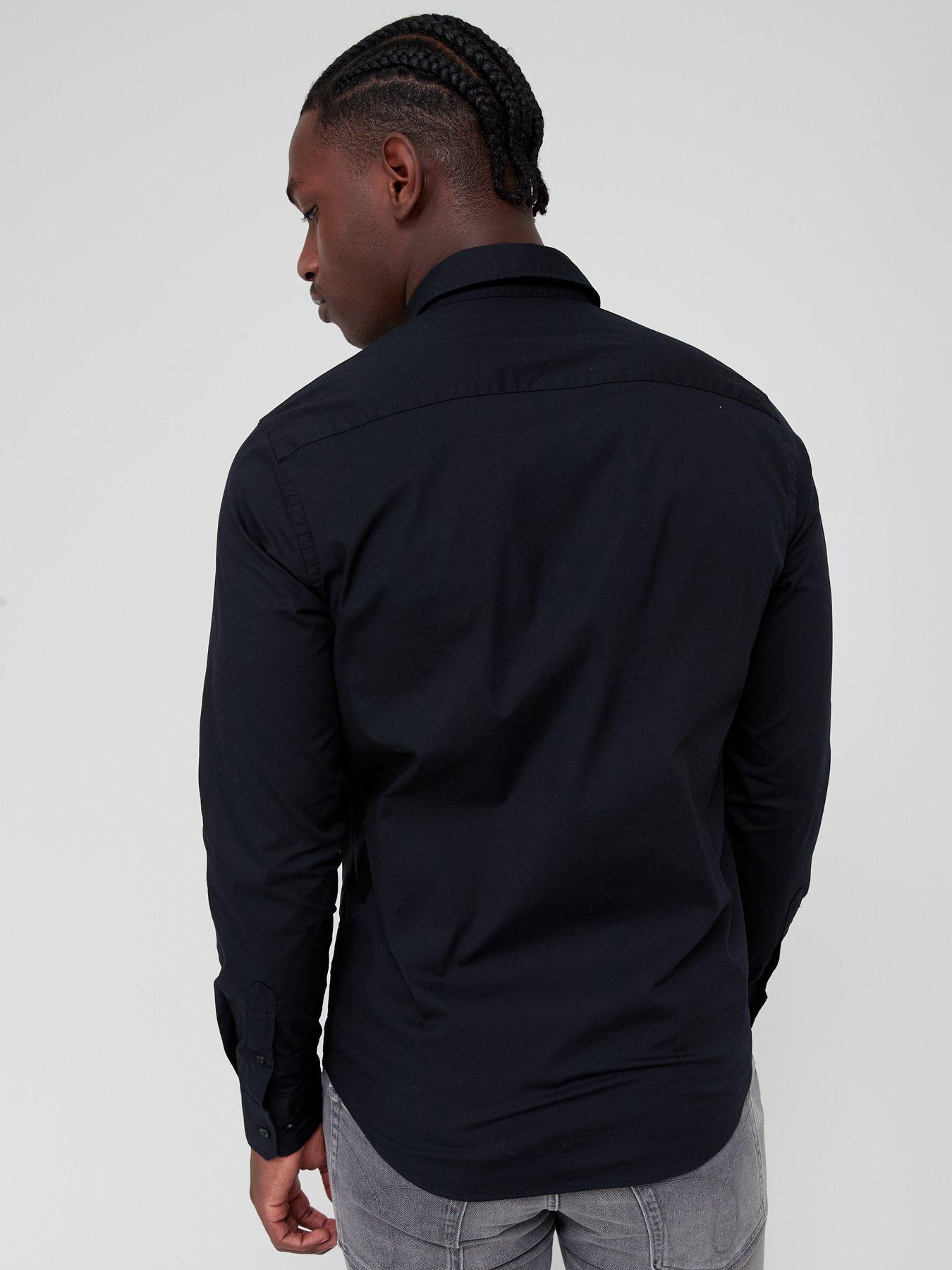 Image 2 of 6 of Calvin Klein Slim Fit Stretch Poplin Shirt - Black