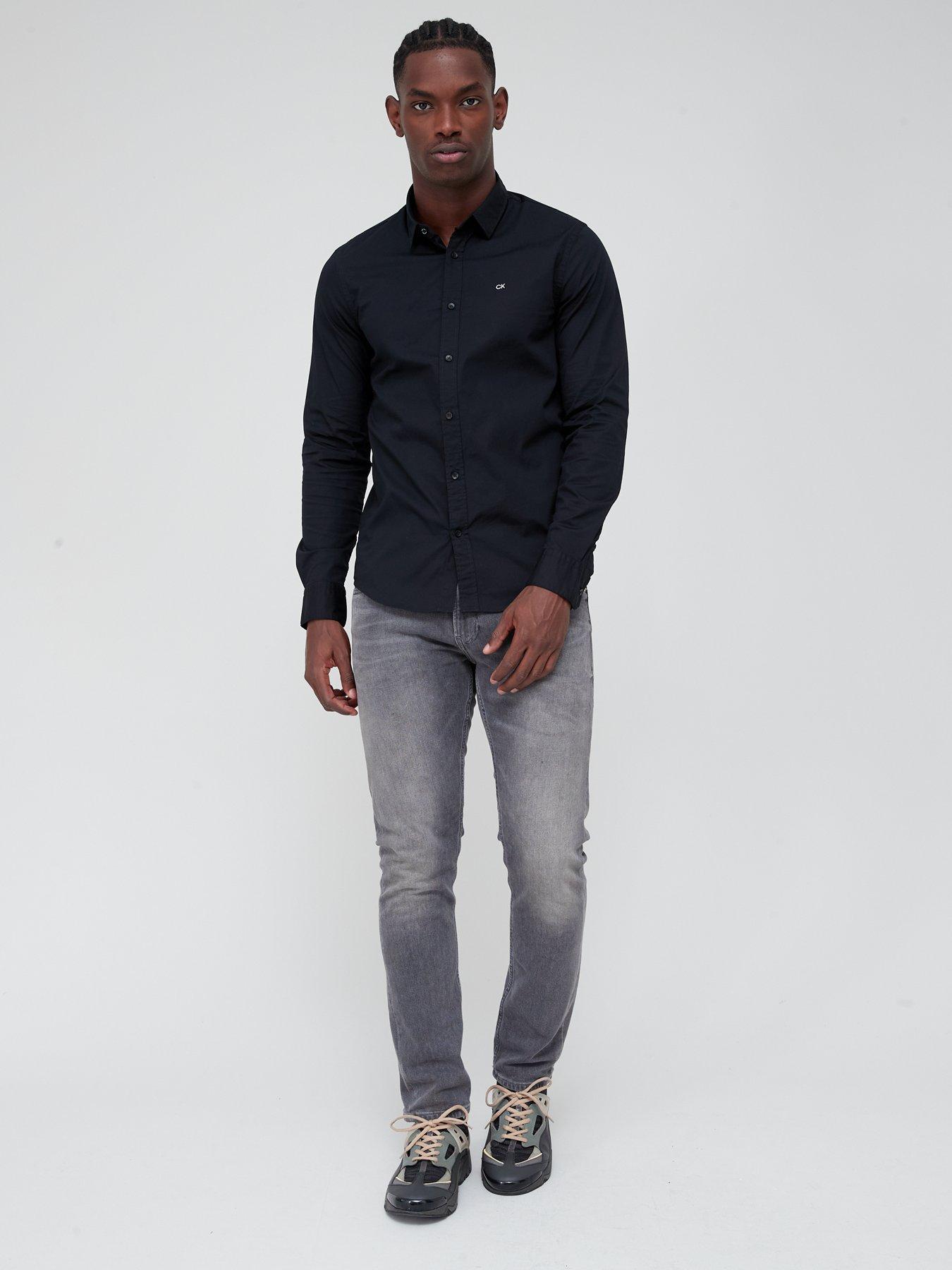 Image 3 of 6 of Calvin Klein Slim Fit Stretch Poplin Shirt - Black
