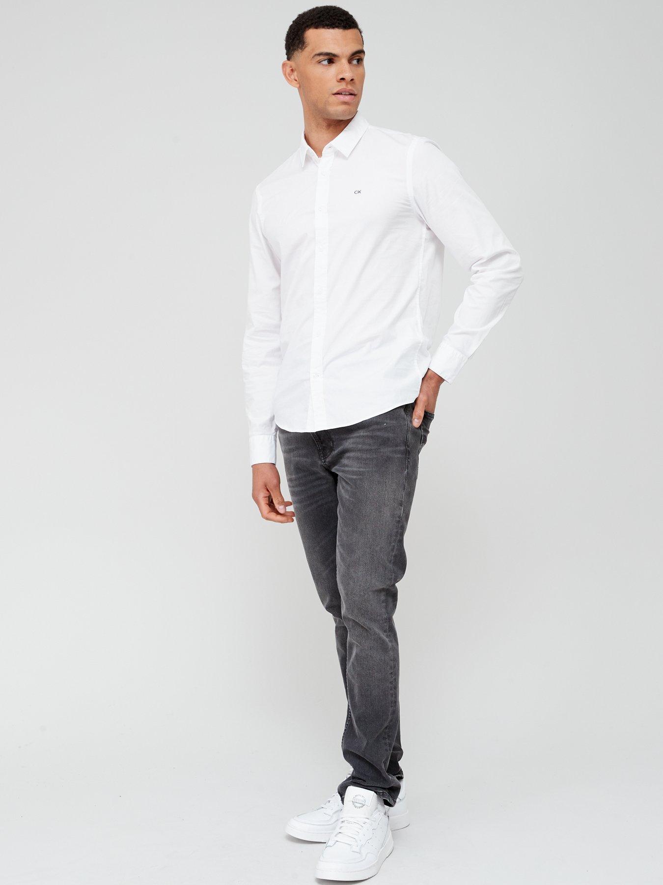 Slim Fit Stretch Poplin Shirt - White