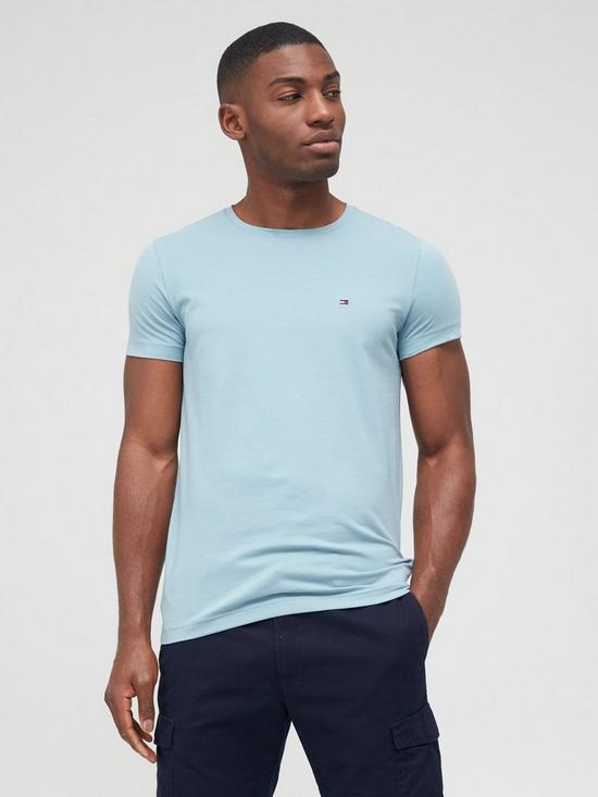 Tommy Hilfiger Stretch Slim Fit T-Shirt - Lofty Blue | very.co.uk