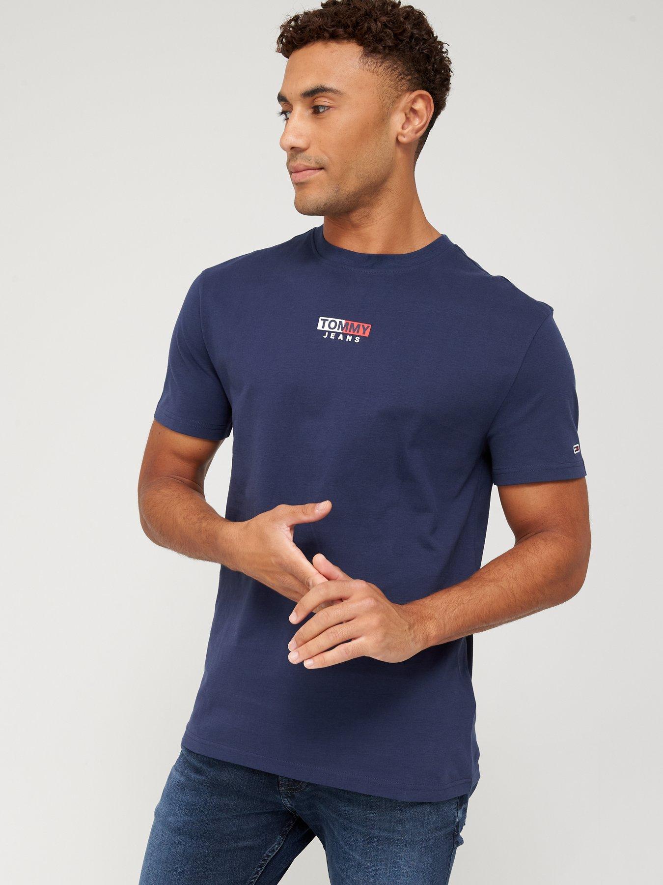 Tommy Jeans Peached Flag Logo T-Shirt - Twilight Navy | very.co.uk