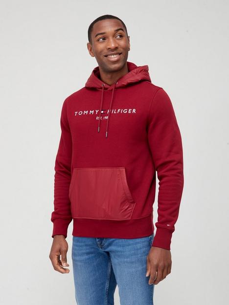 tommy-hilfiger-tommy-logo-mix-media-overhead-hoodie-rouge