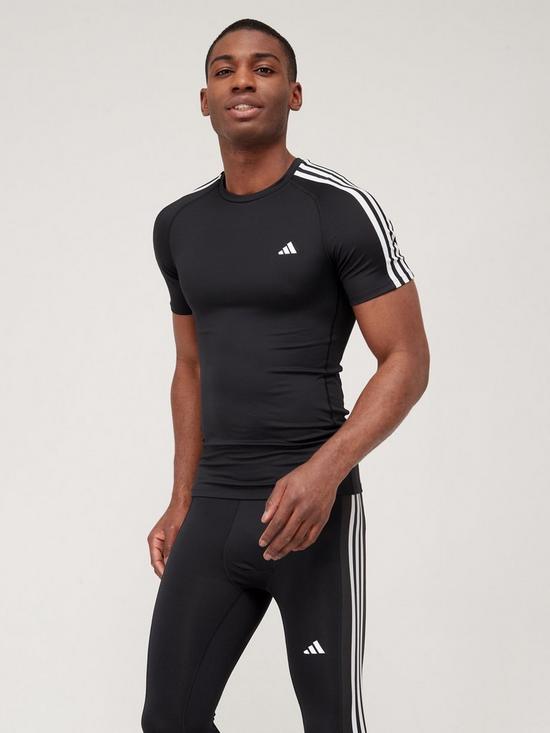 front image of adidas-mens-tf-3s-tee-black