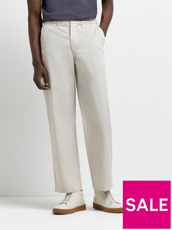 front image of river-island-wide-chino-trouser