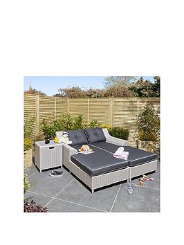 Product photograph of Rowlinson Prestbury Twin Sun Lounger Putty Grey from very.co.uk