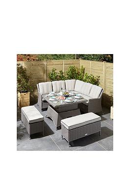Product photograph of Rowlinson Prestbury Outdoor Corner Dining Set Natural Stone from very.co.uk