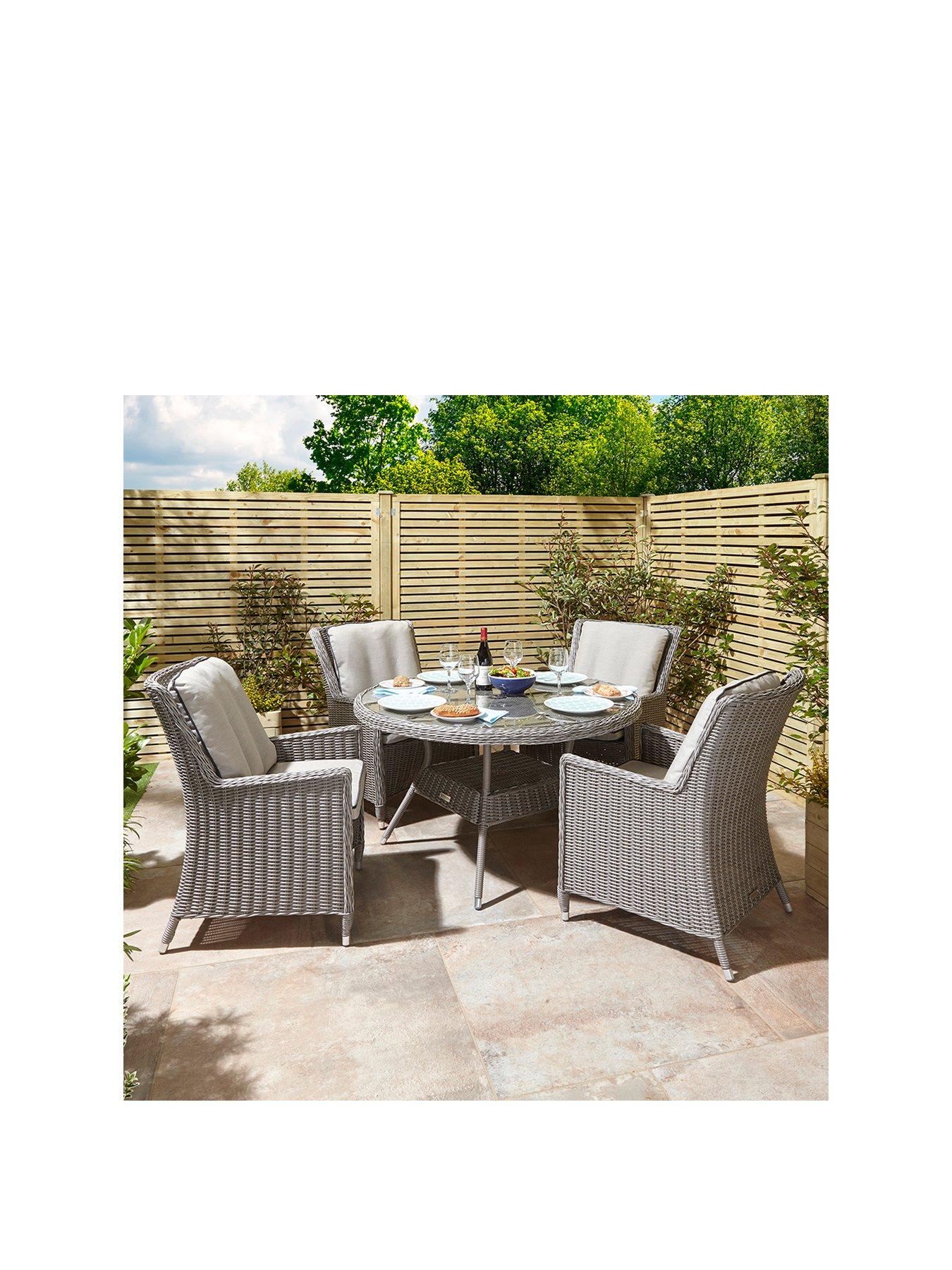 Product photograph of Rowlinson Prestbury 4-seater Dining Set Natural Stone from very.co.uk