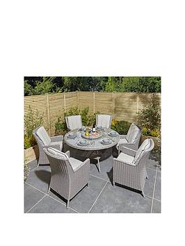 Product photograph of Rowlinson Prestbury 6-seater Dining Set Natural Stone from very.co.uk