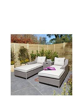 Product photograph of Rowlinson Prestbury Twin Sun Lounger Natural Stone from very.co.uk