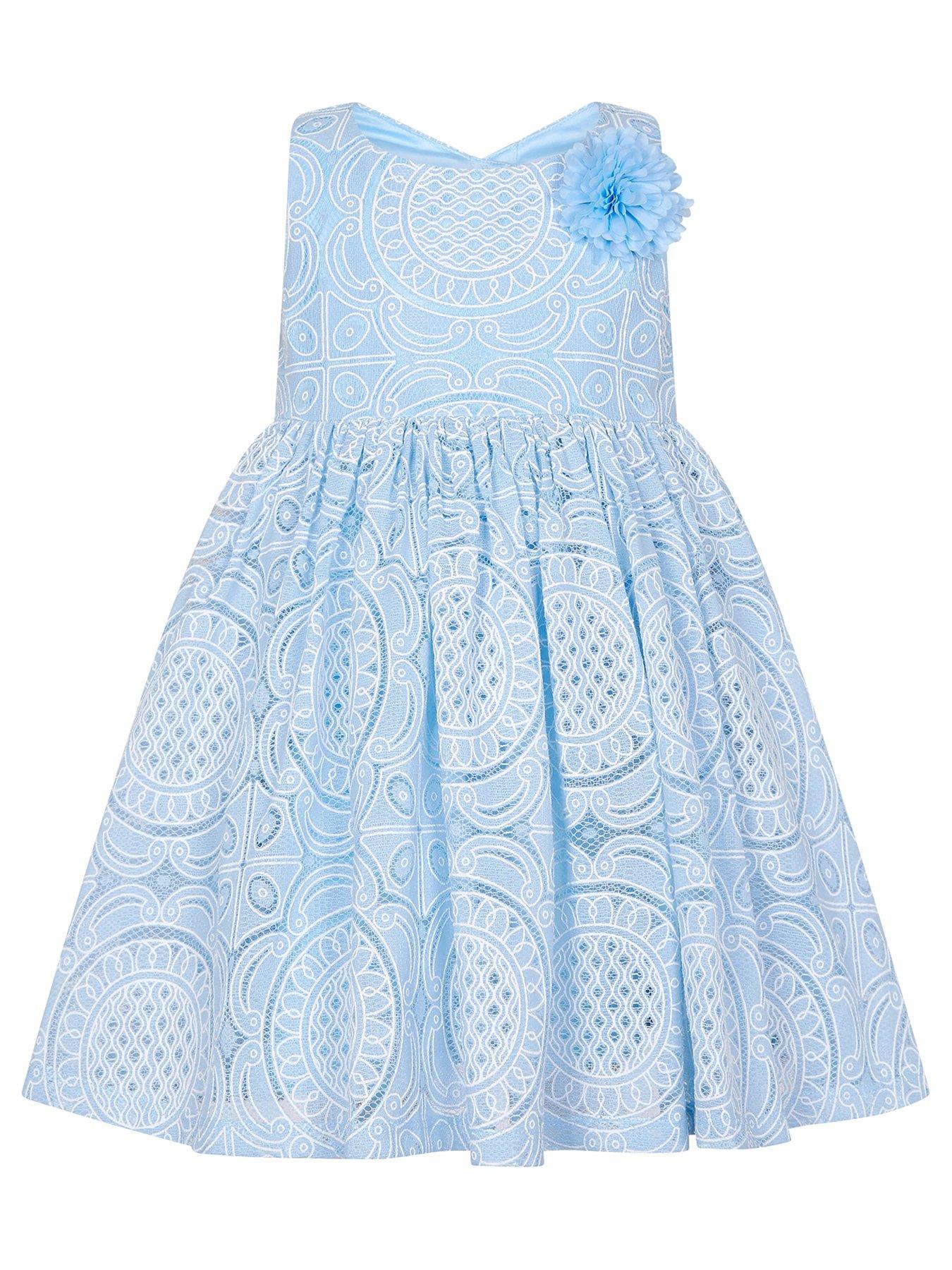 Occasion & wear Baby Girls Ottilie Pom Flower Dress - Blue