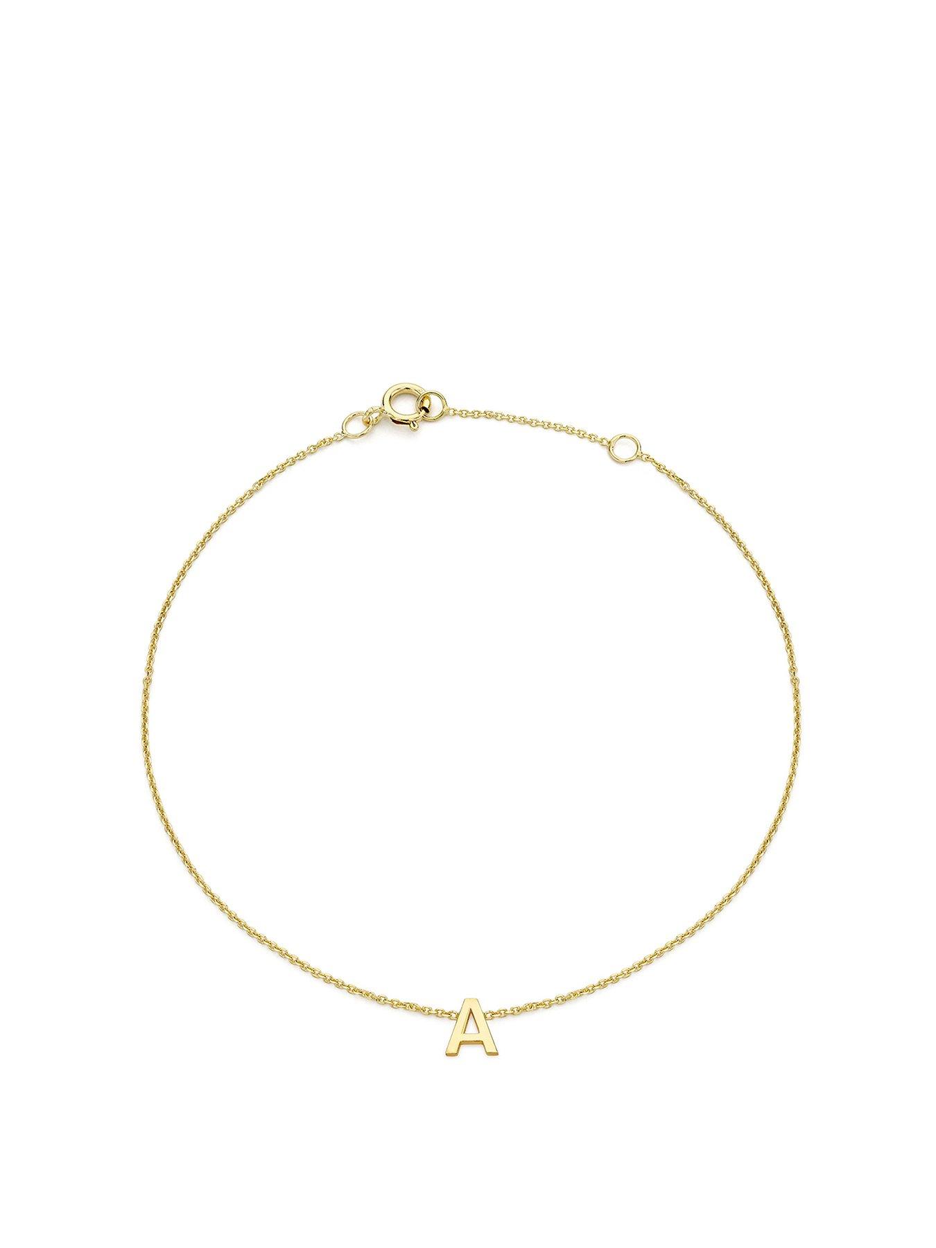 Product photograph of Love Gold 9ct Yellow Gold Initial Bracelet from very.co.uk