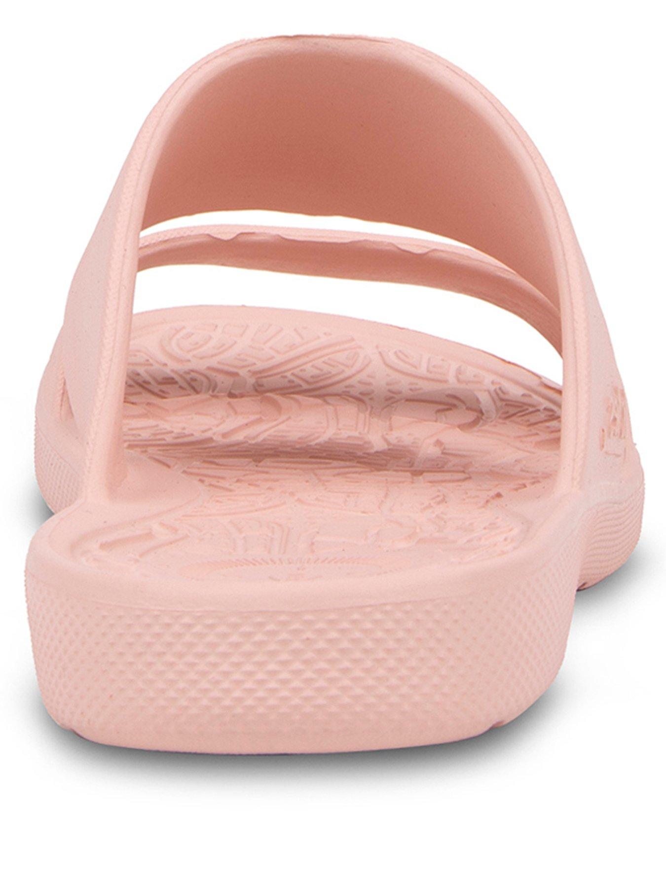 Two strap pink store slides