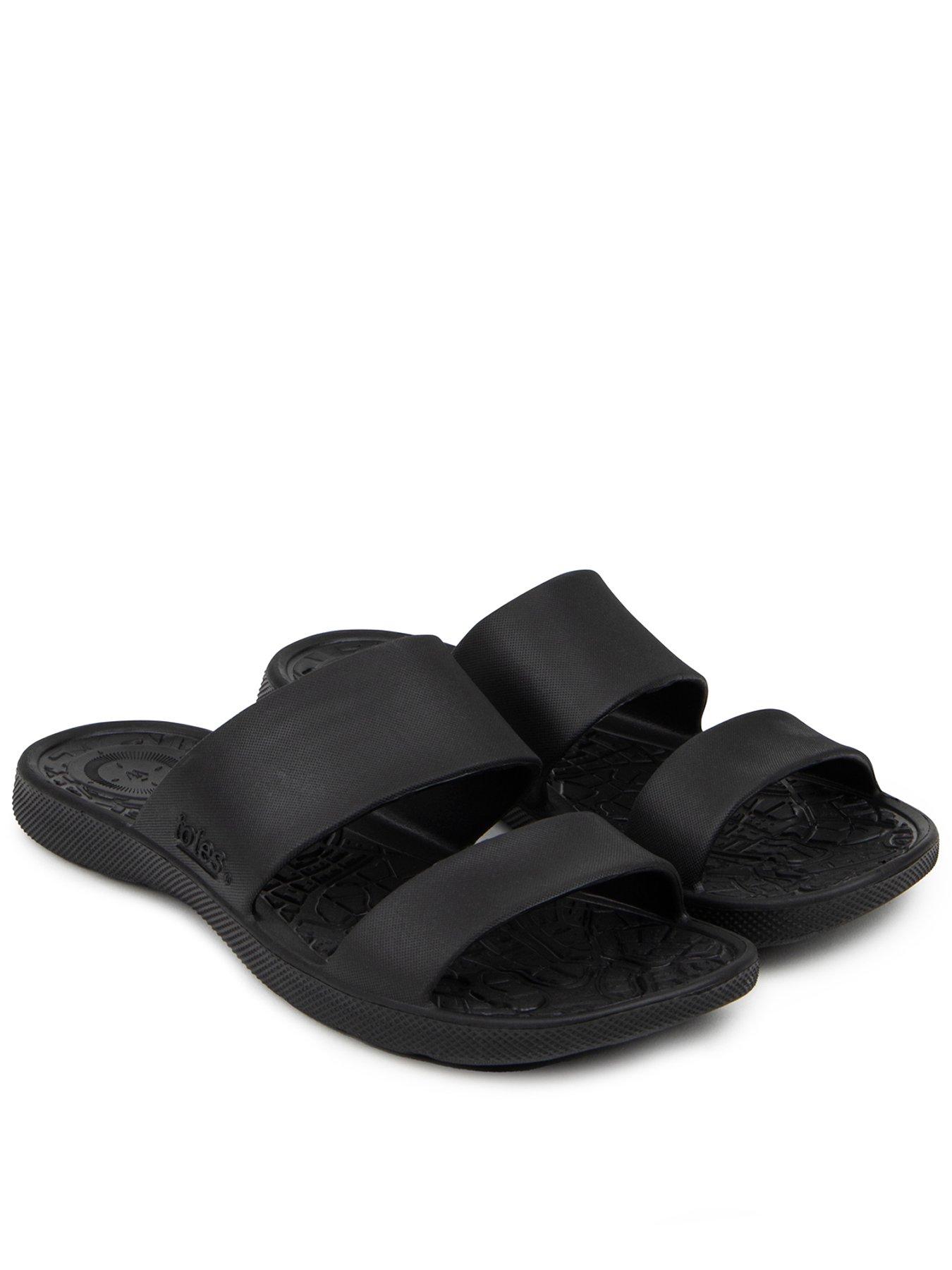 TOTES Ladies Solbounce Double Strap Slide Sandals - Black | very.co.uk