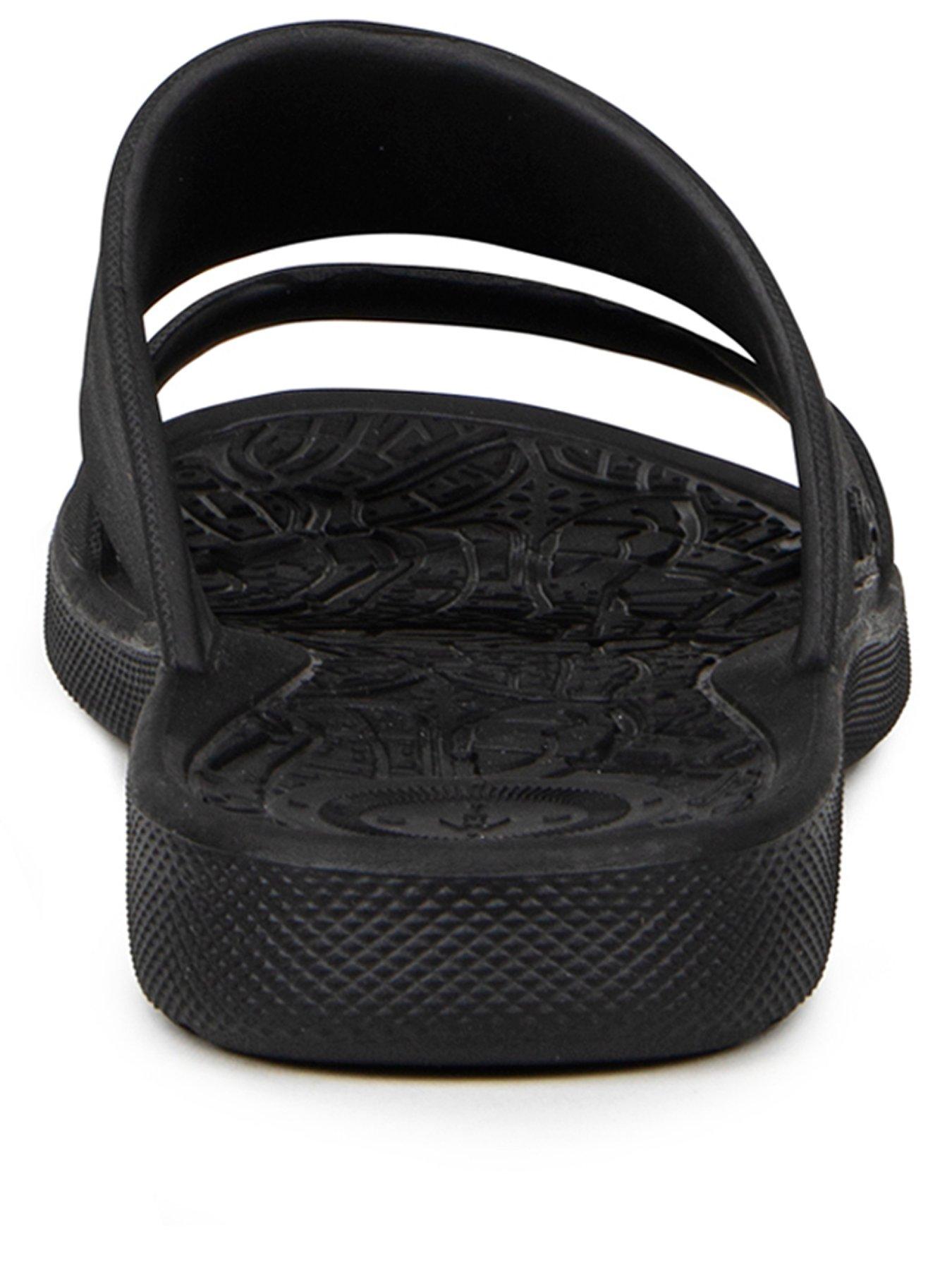 TOTES Ladies Solbounce Double Strap Slide Sandals - Black | very.co.uk