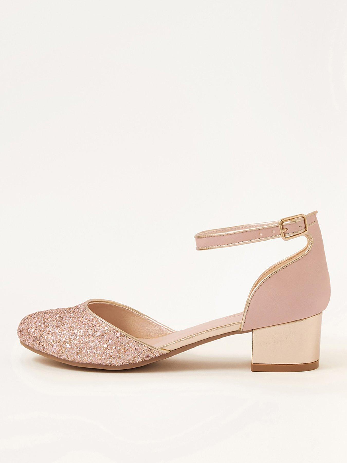  Girls Glitter 2 Part Heel Shoes - Pink