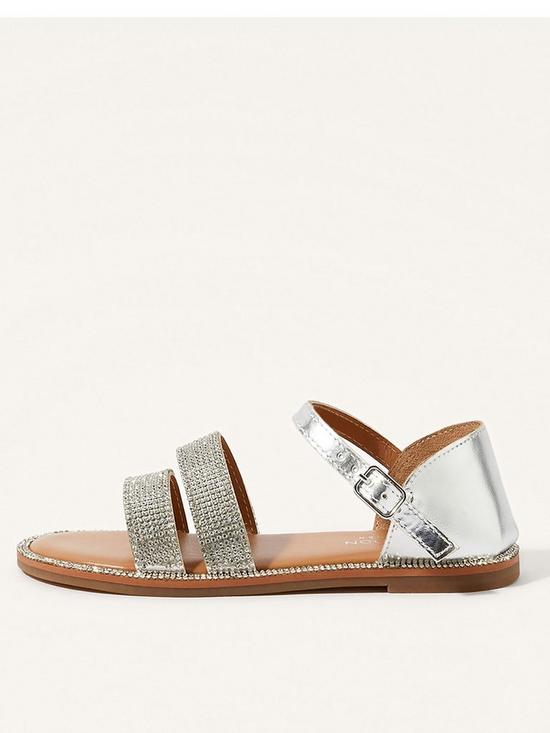 front image of monsoon-girls-diamante-sandals-silver
