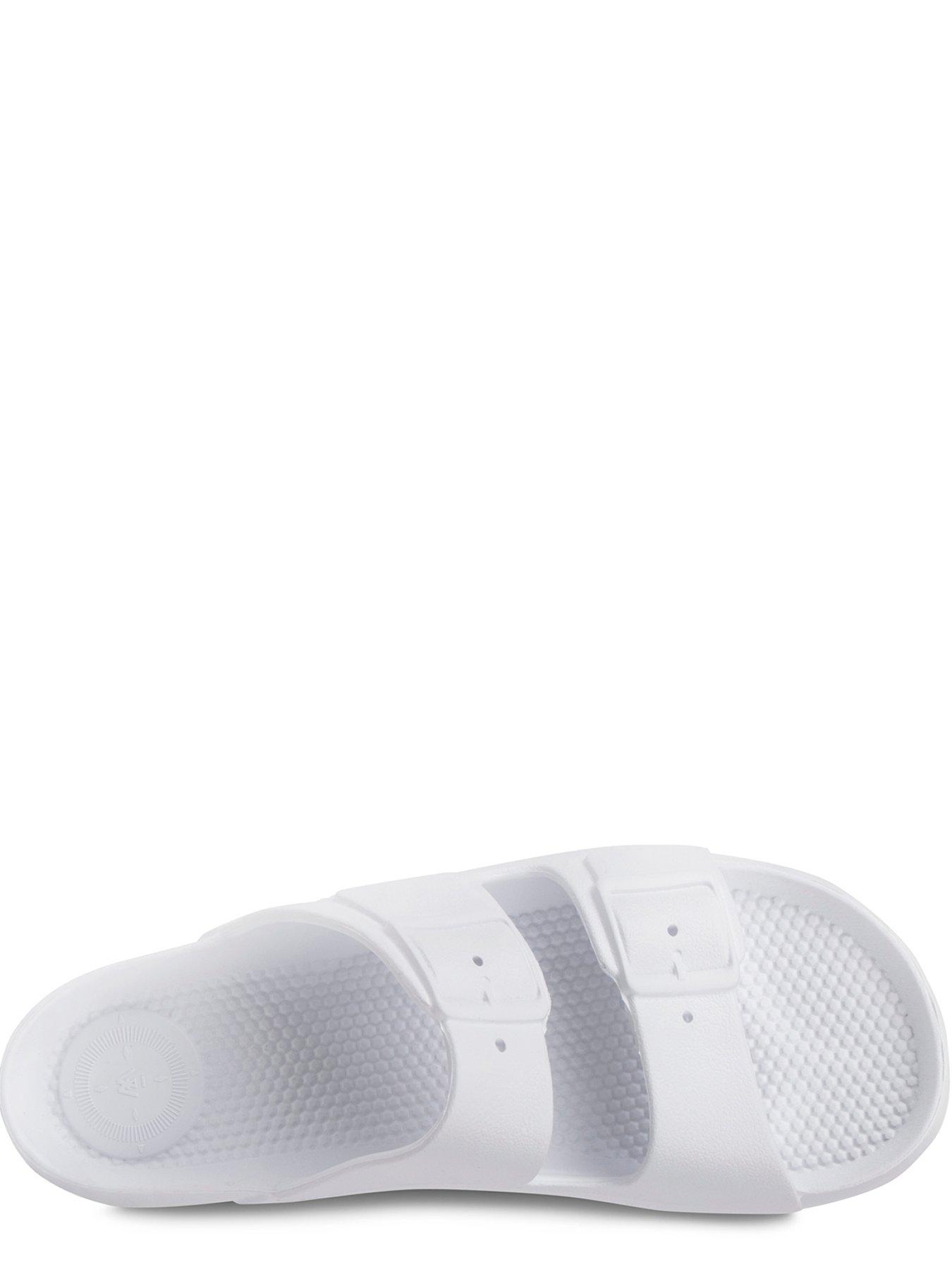 TOTES Ladies Solbounce Buckle Cross Slide Sandals - White | Very.co.uk