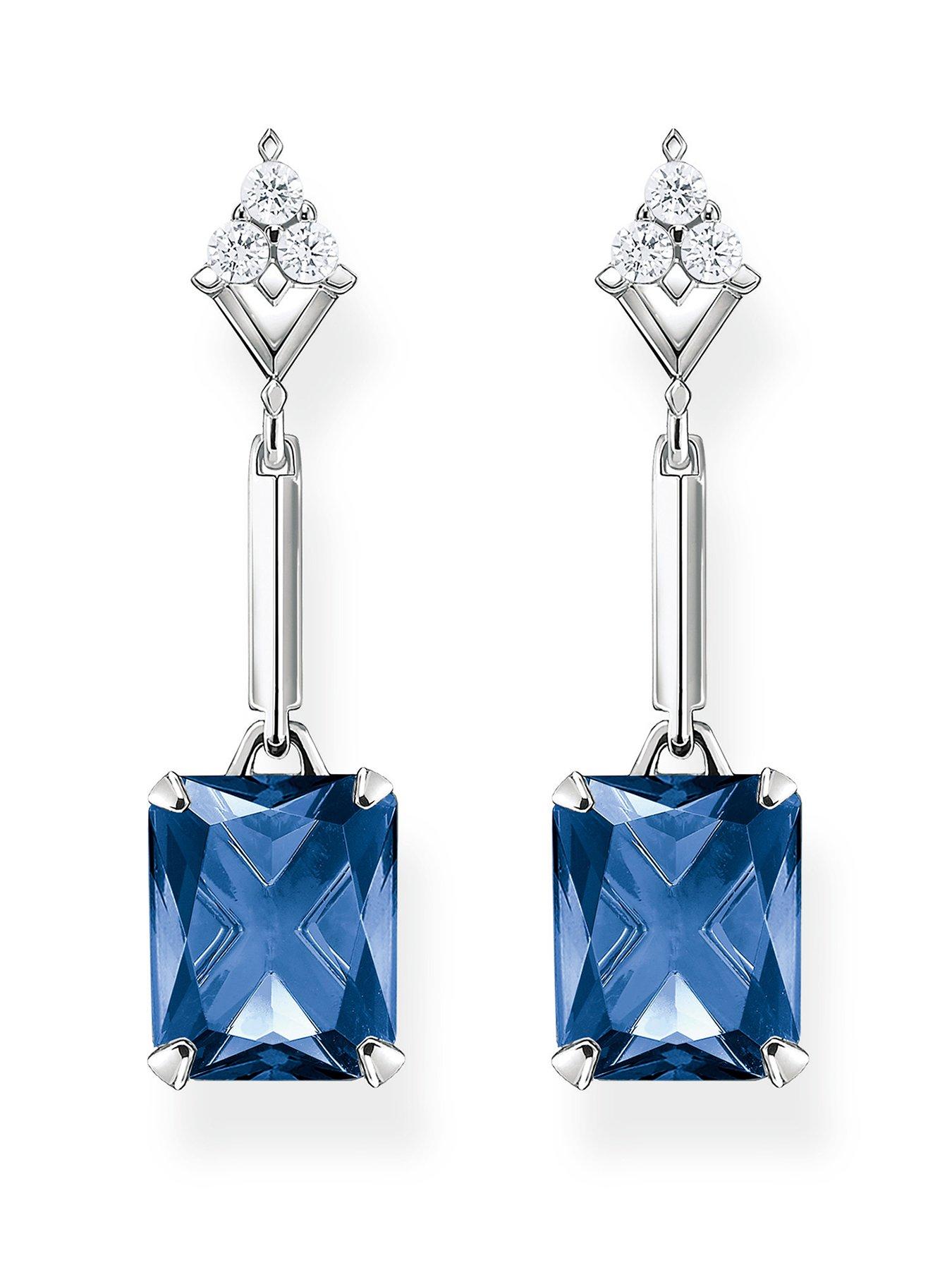 Product photograph of Thomas Sabo Sapphire Blue Drop Earrings from very.co.uk