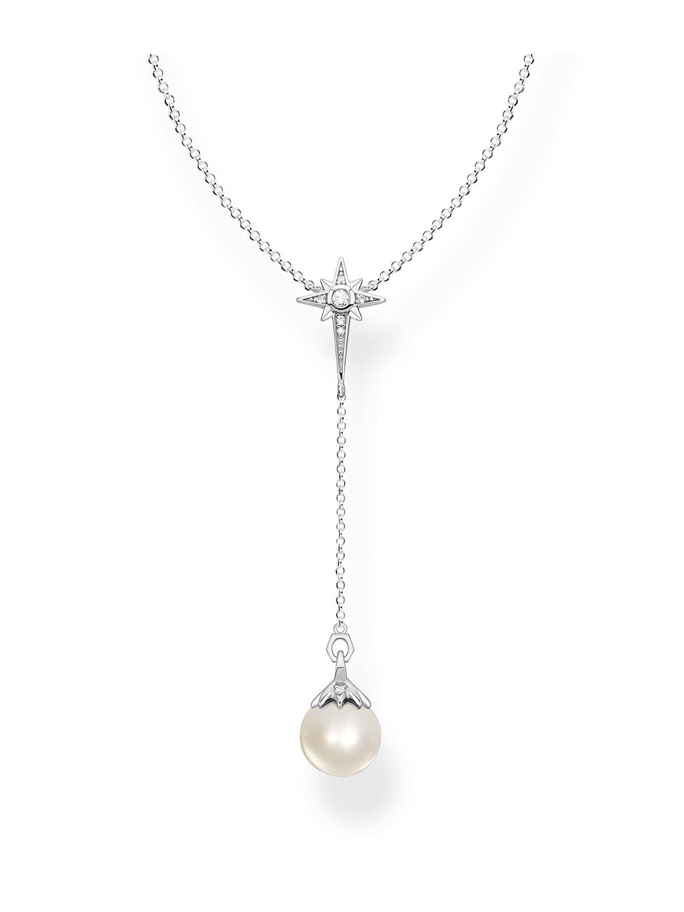 Product photograph of Thomas Sabo Cosmic Fresh Water Pearl Necklace from very.co.uk