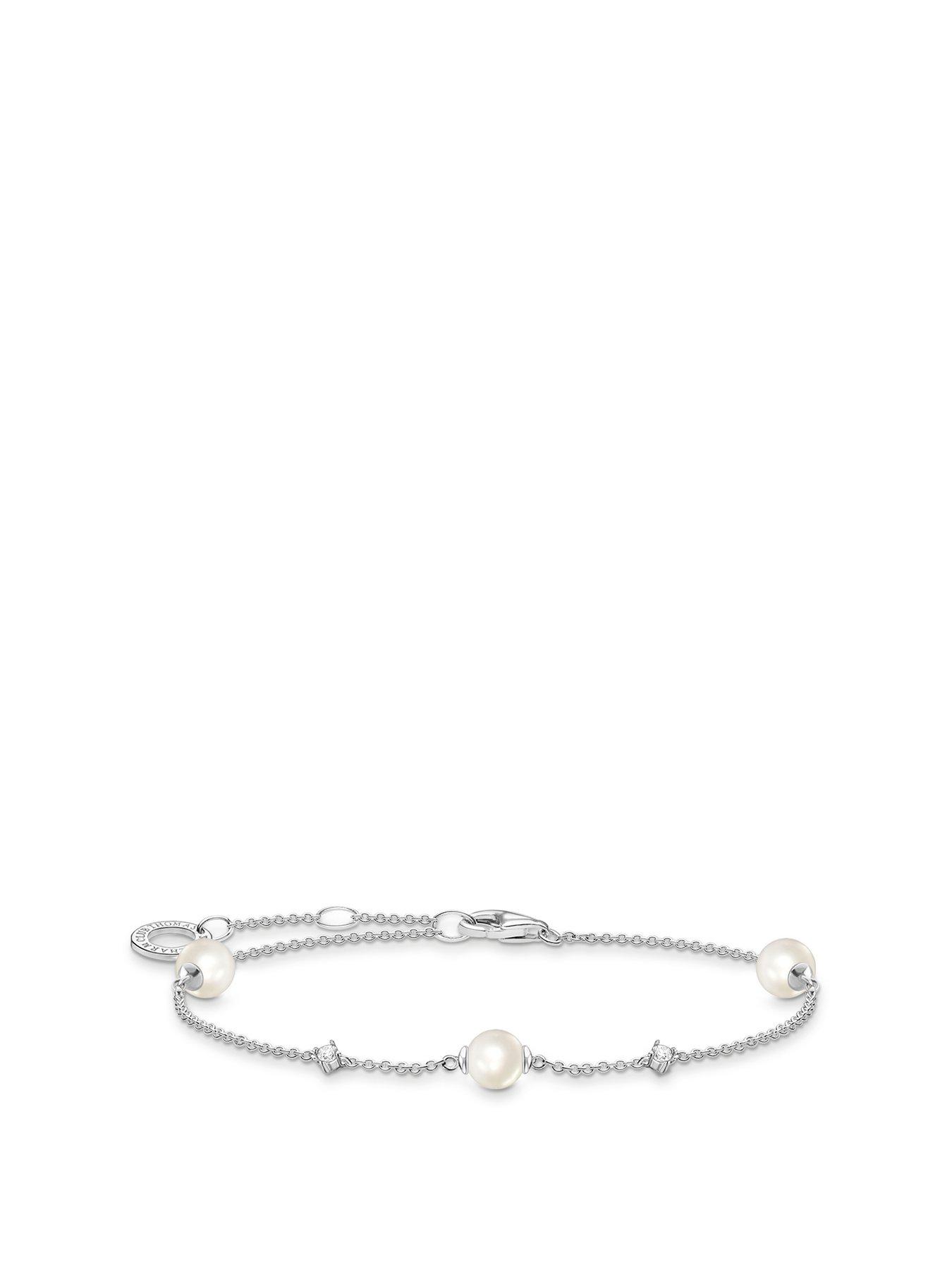 Product photograph of Thomas Sabo Delicate Pearl Bracelet from very.co.uk