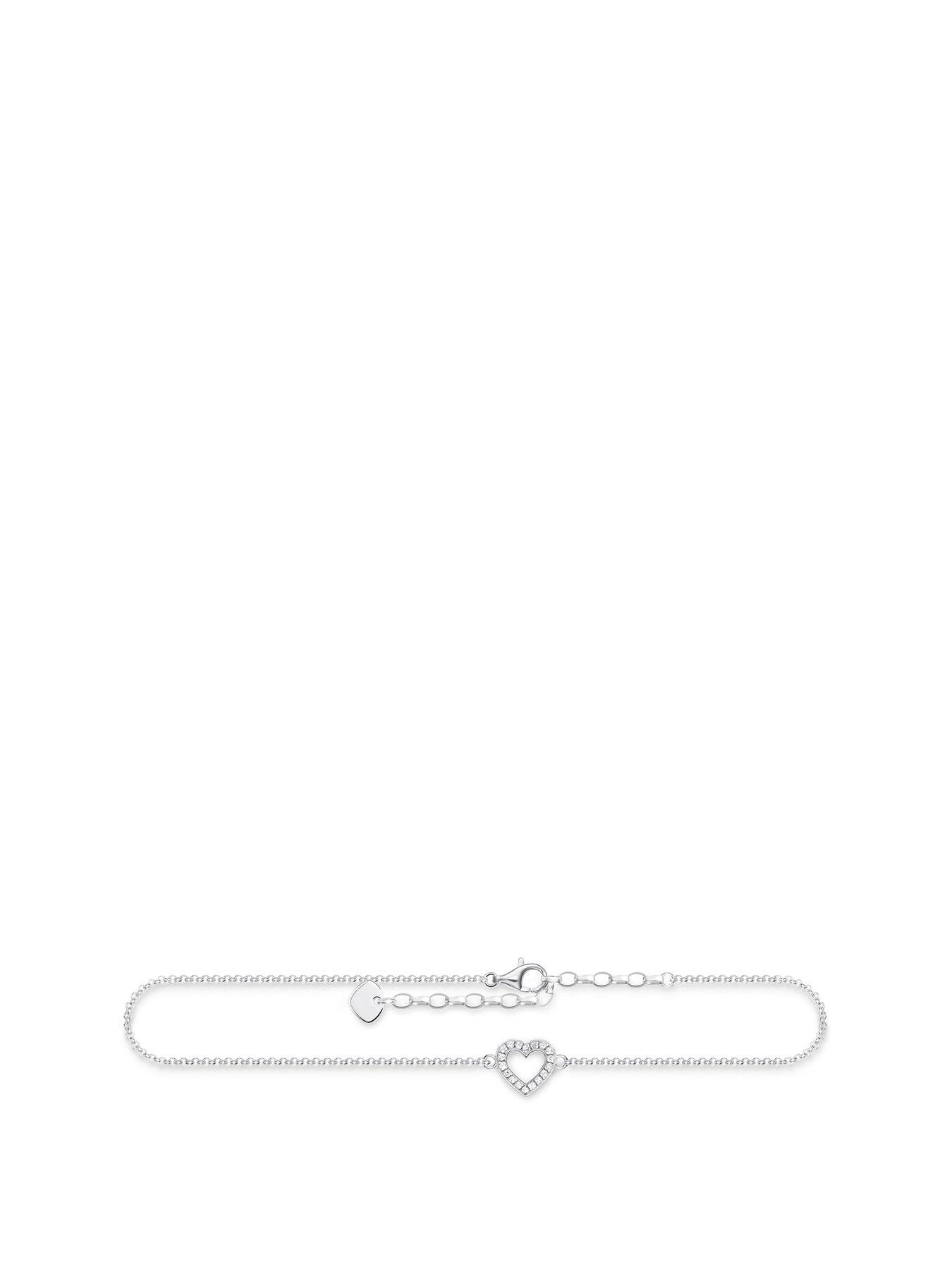 Product photograph of Thomas Sabo Heart Single Anklet 925 Sterling Silver from very.co.uk