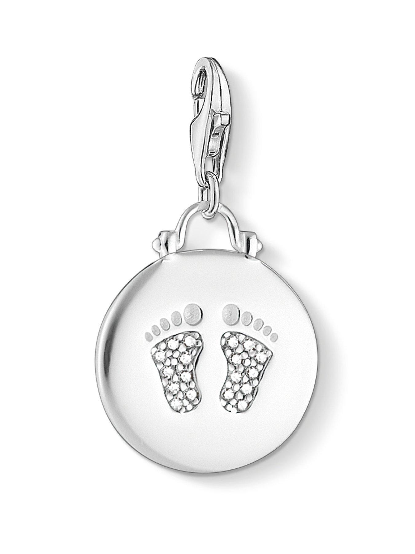Product photograph of Thomas Sabo Charm Pendant Disc Baby Footprint from very.co.uk
