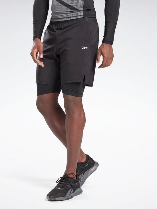 front image of reebok-epic-two-in-one-shorts