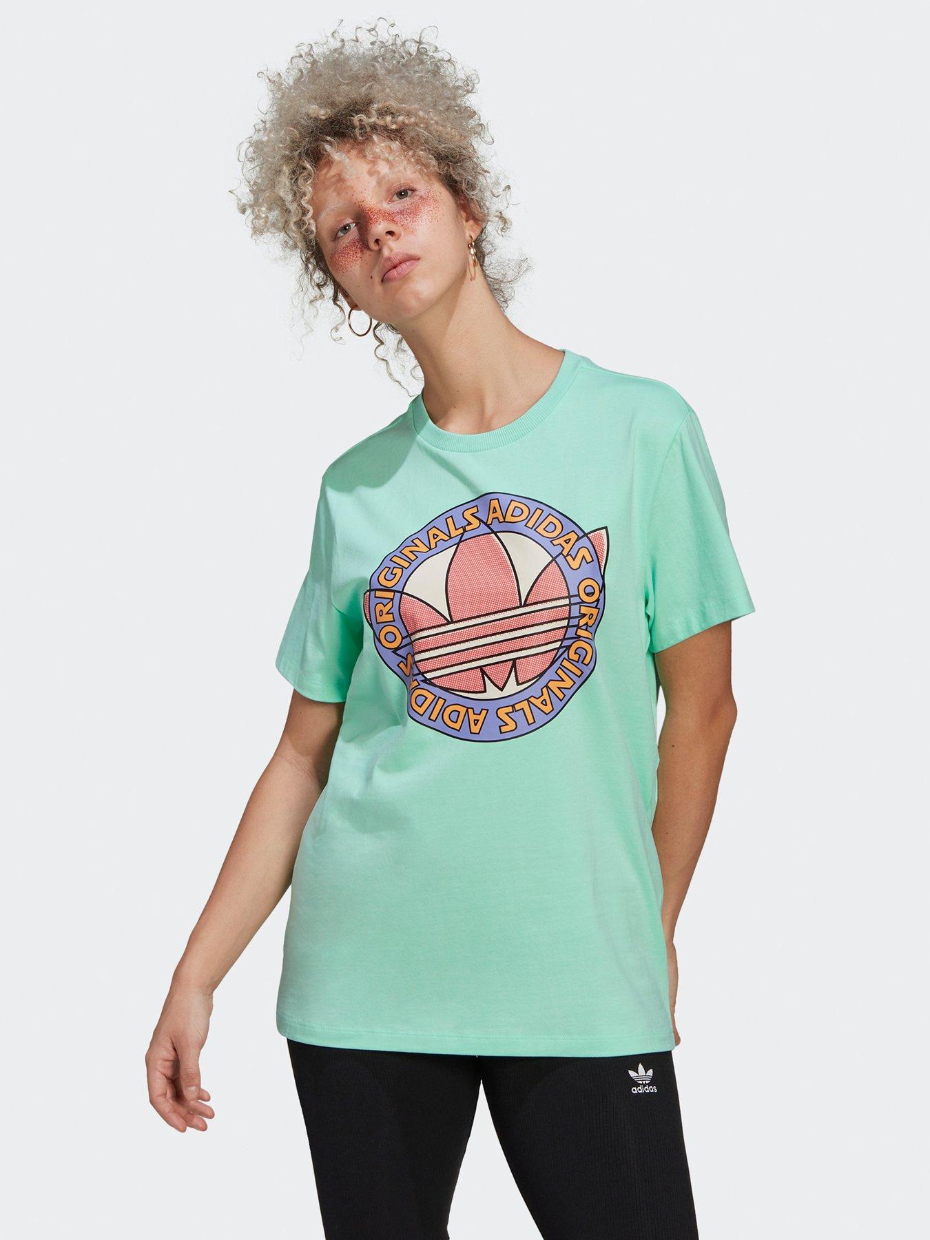 adidas Originals Summer Surf T-shirt, Green, Size 4, Women