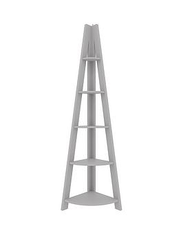 Product photograph of Lpd Furniture Tiva Corner Ladder Shelving - Grey from very.co.uk