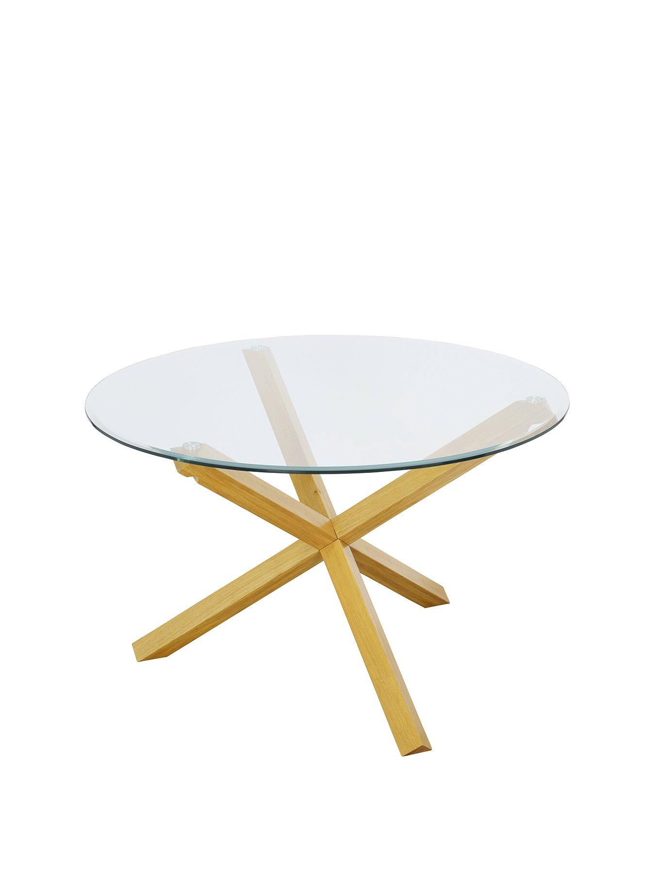 Product photograph of Lpd Furniture Oporto 106 Cm Glass Top Dining Table from very.co.uk