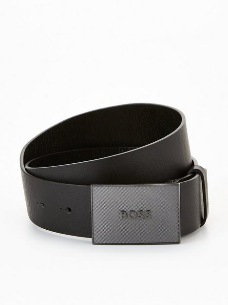 boss-icon-plaque-leather-belt-black